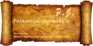 Petkovits Jeremiás névjegykártya